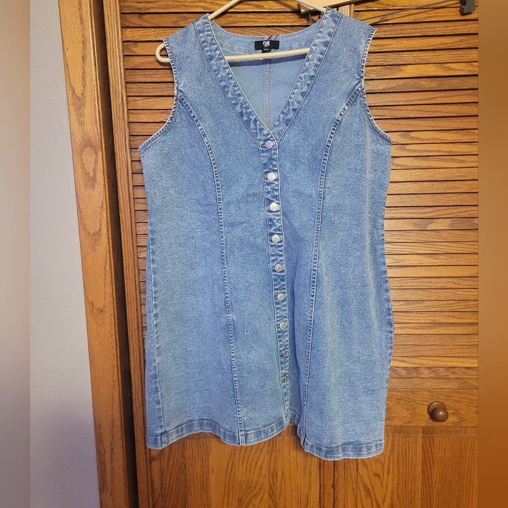 Frye NWT Blue Denim Sleeveless Mini Dress‎ Light Wash Womans